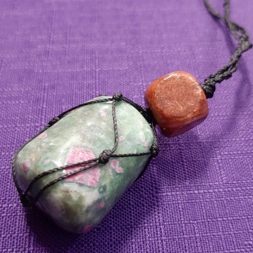 Ruby Zoisite Macramé Necklace