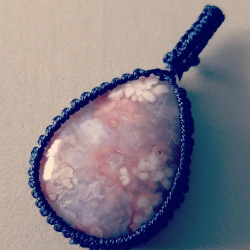 Flower Agate Macrame Pendant