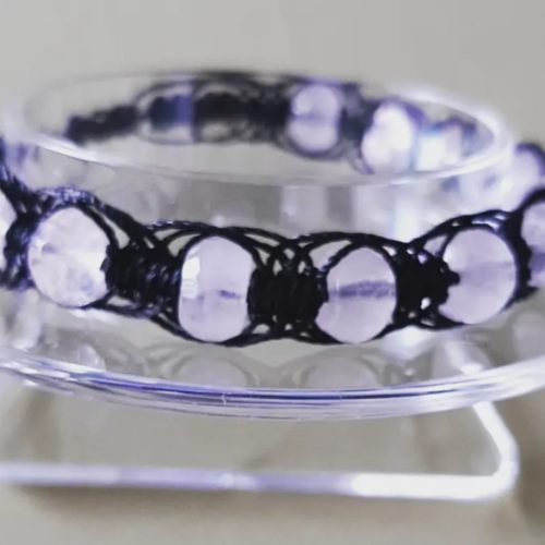 Faced Rose Quartz Macrame Bracelet