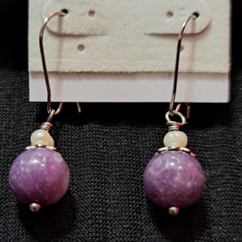 Lepidolite Pearl Earrings