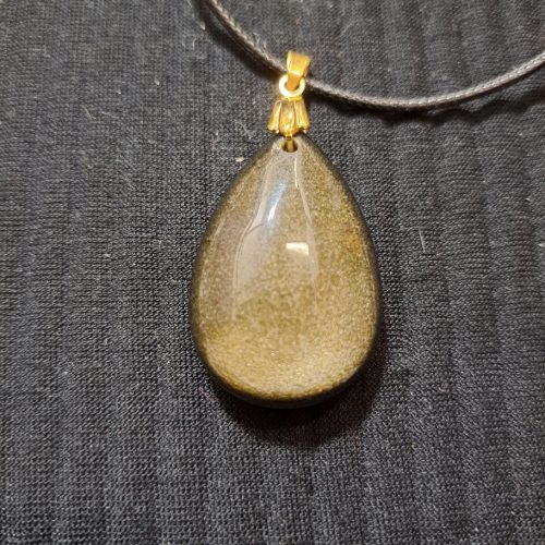 Golden Obsidian Teardrop Pendant Necklace