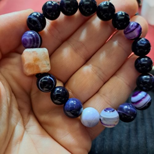 Chevron Amethyst With Sunstone Focal