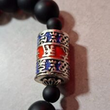 10mm Frosted Onyx Arm Candy with Tibetian Prayer Wheel